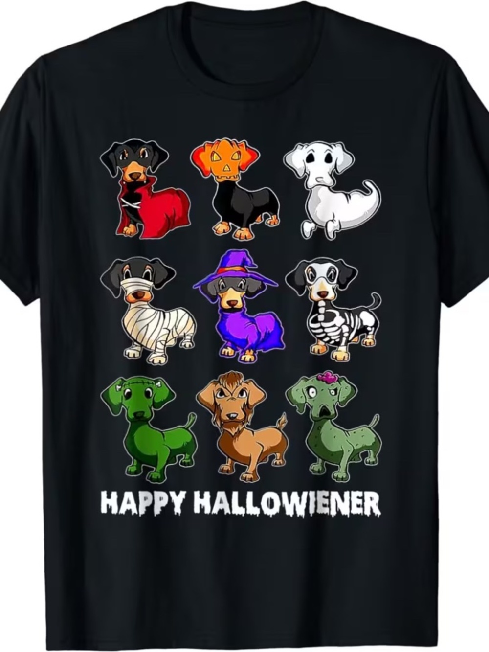 Happy Hallowiener Dachshund Halloween Costume Graphic Tee